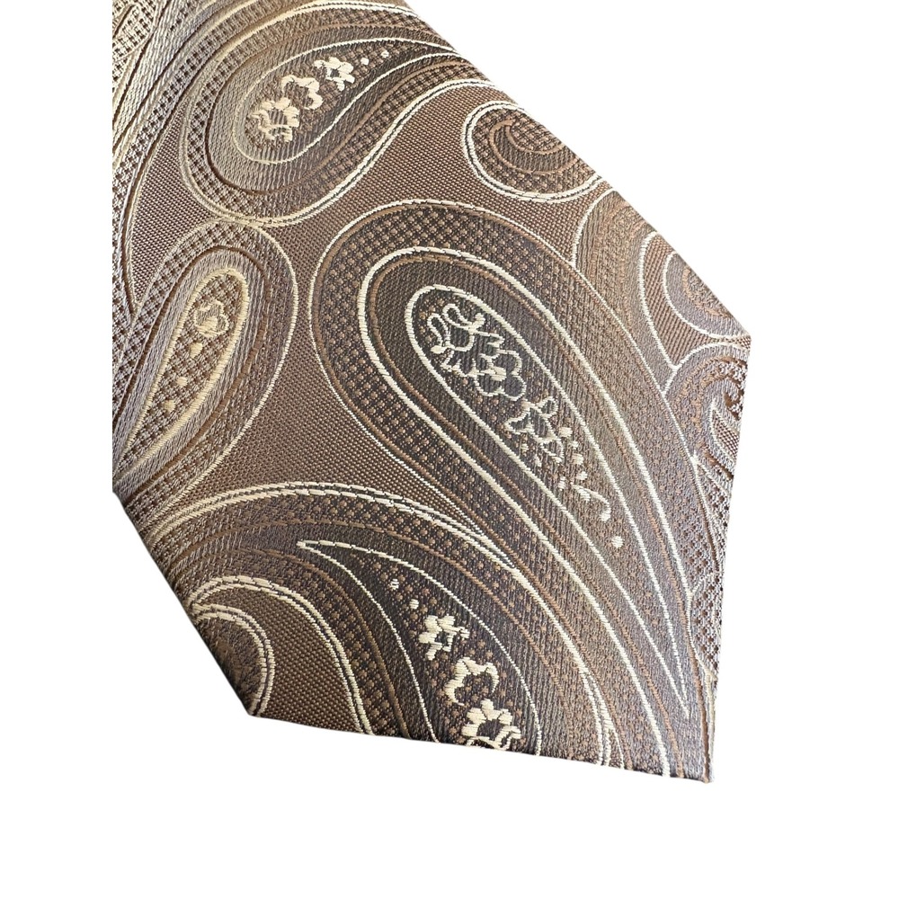 Van Heusen Men's Neck Tie Brown Paisley Pattern 59" x 3" Classic Business Formal
